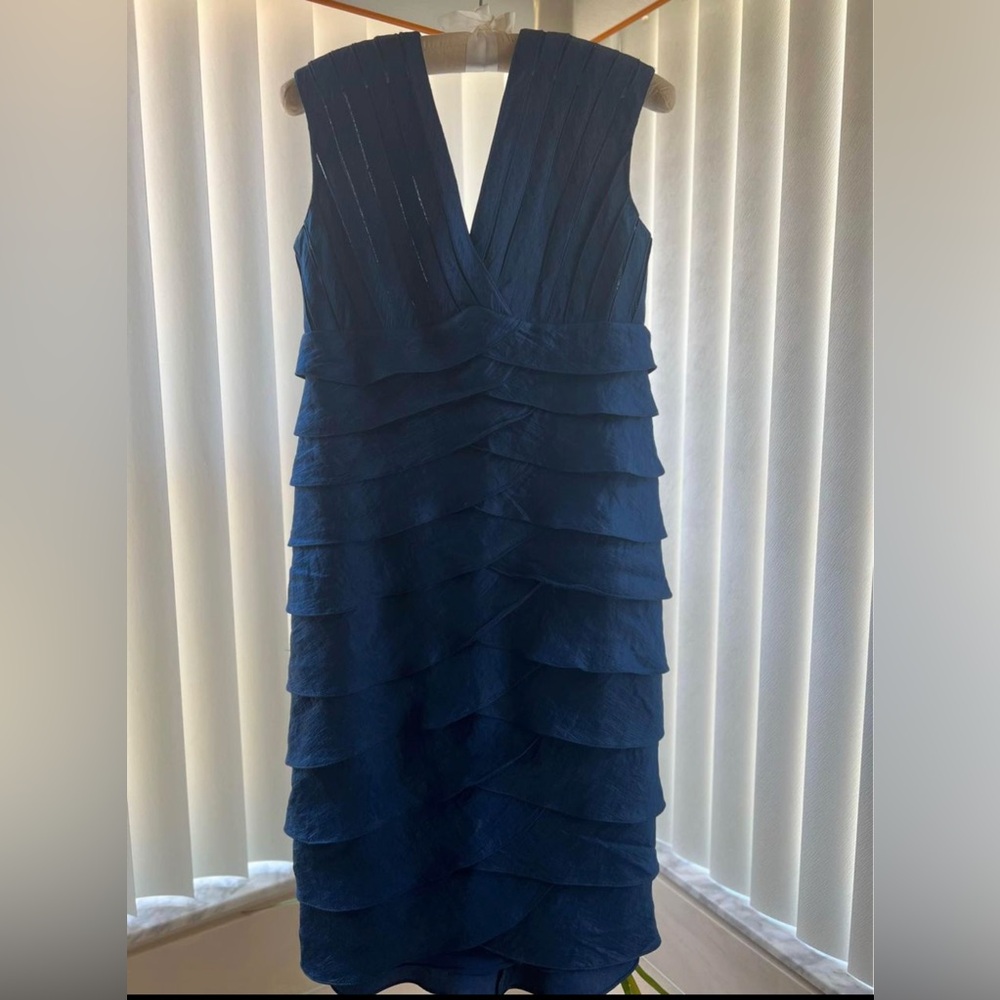 Navy Sleeveless Tiered V-Neck Dress